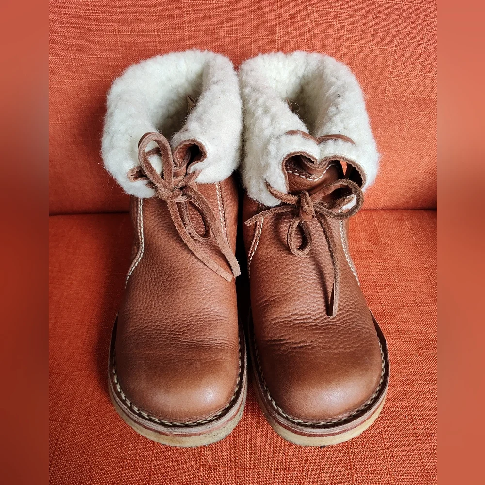 Women’s Brown Shearling-Lined Winter Ankle Boots